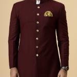 Classic Wine Achkan for Men | Elegant Ethnic Wear | Jaipurio